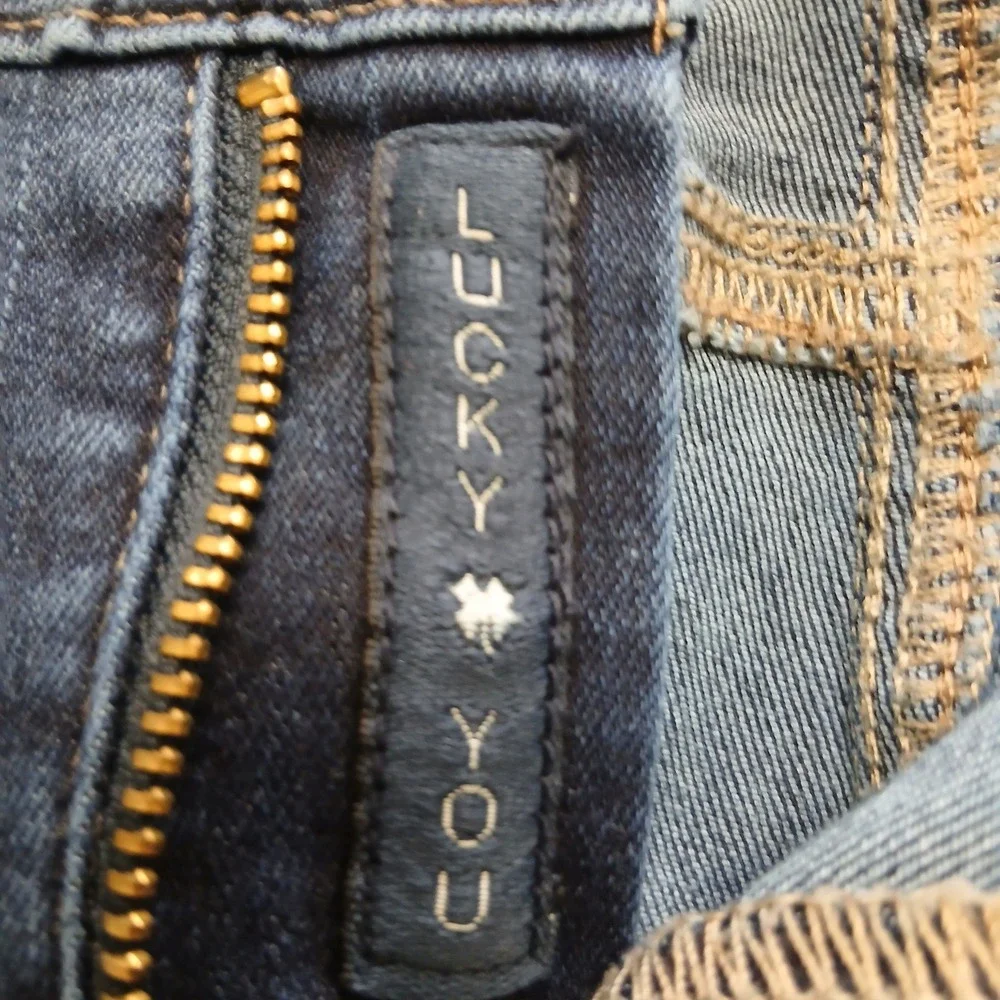 Lucky‎ Brand Brooke Straight Jeans Womens 8/29 Blue Denim Frayed Hem EUC